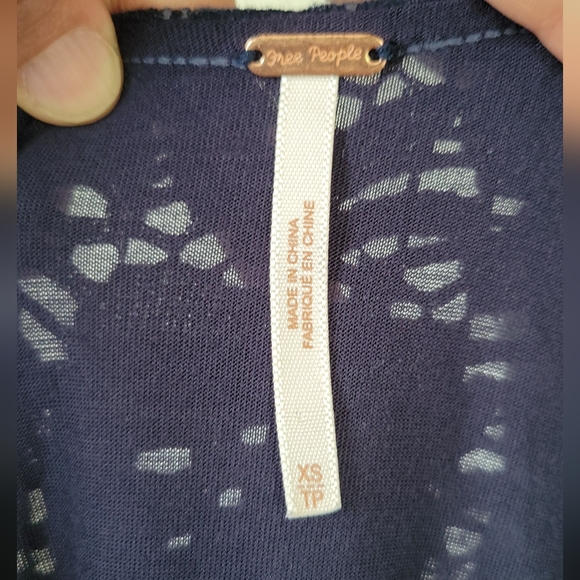 Free People Navy Rose Garden Long Sleeve Dress - Picture 4 of 4